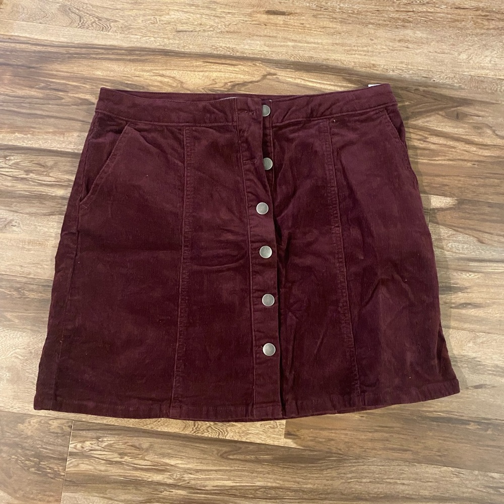 Burgundy Corduroy Mini Skirt